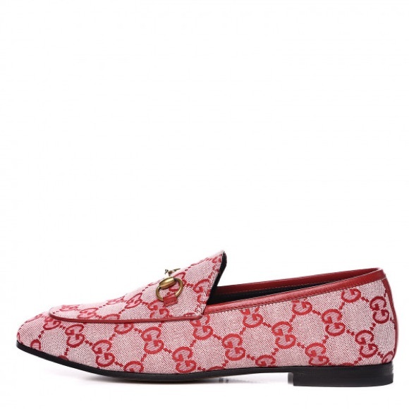 GUCCI JORDAAN CANVAS GG MONOGRAM HORSEBIT LOAFERS IN RED SIZE 37 - Picture 3 of 15